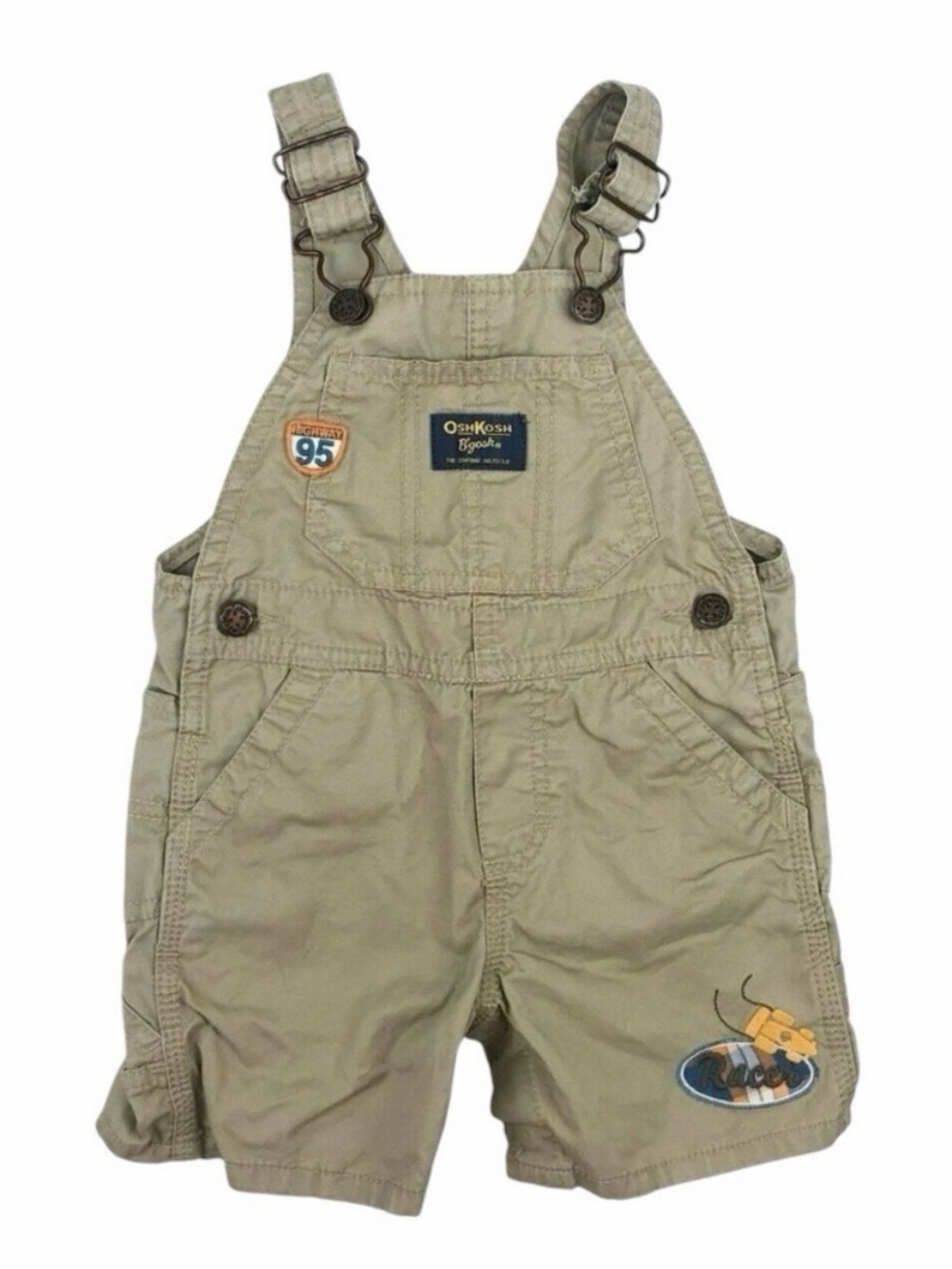 Oshkosh Race Car Shortall Vestbak Overalls Size 12 Months Retro 2010